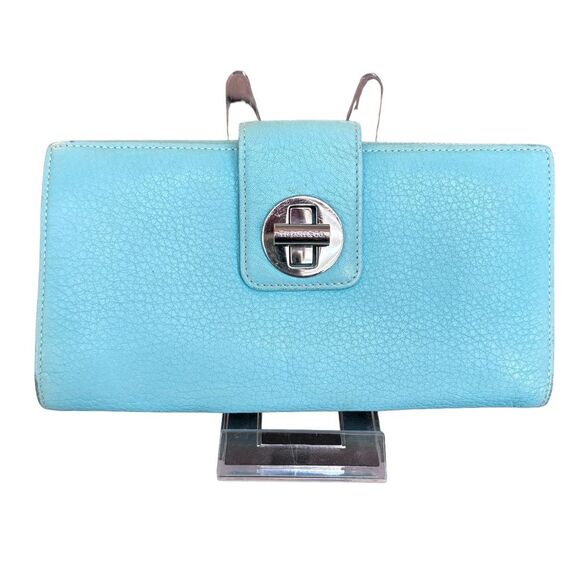 Tiffany & Co. Blue Leather Turn Lock Wallet